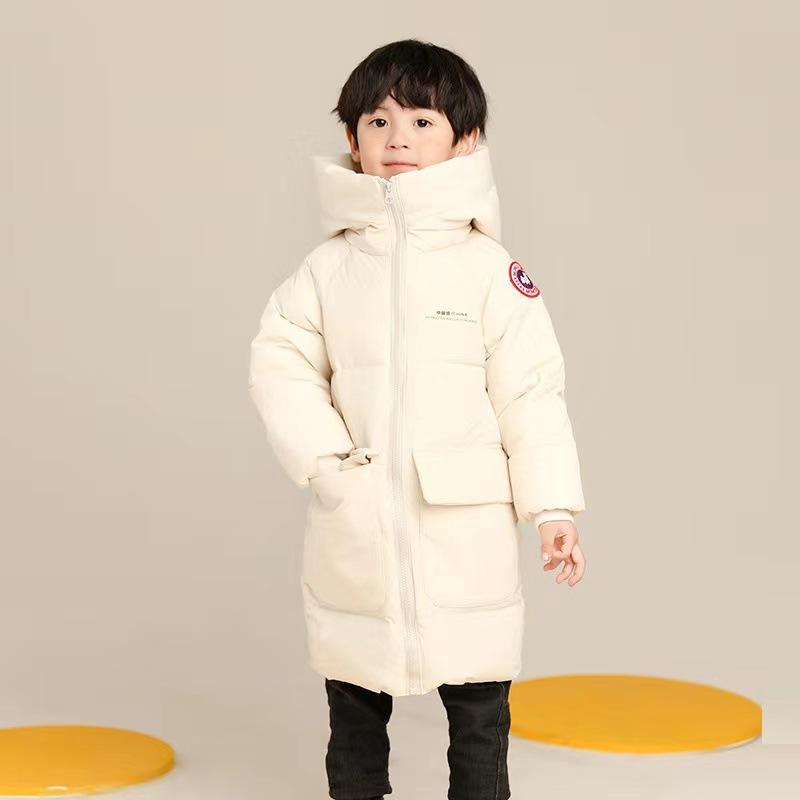 Autumn Winter Children's Coat Boys Jacket Solid Color Long Style Keep Warm Hooded Coat for Kids