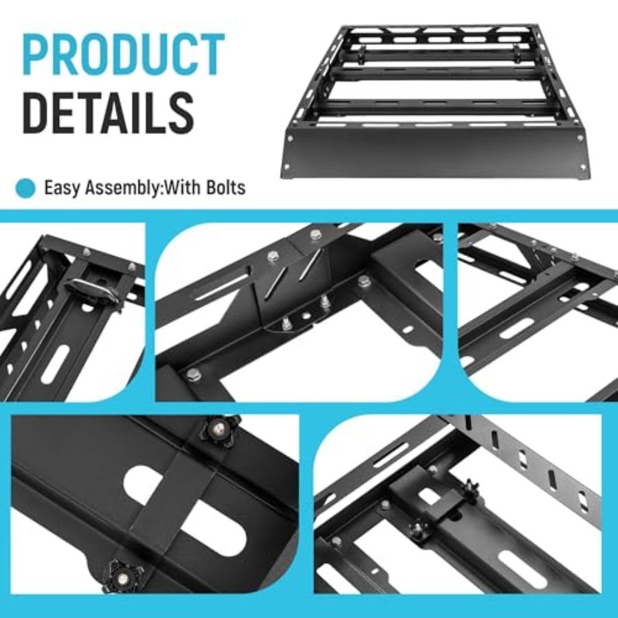 50" x 39" x 4.75" Roof Rack Cargo Basket W/Cross Bars Fit for Car SUV Pickup Truck Van Universal Top Cargo Carrier Metal Luggag