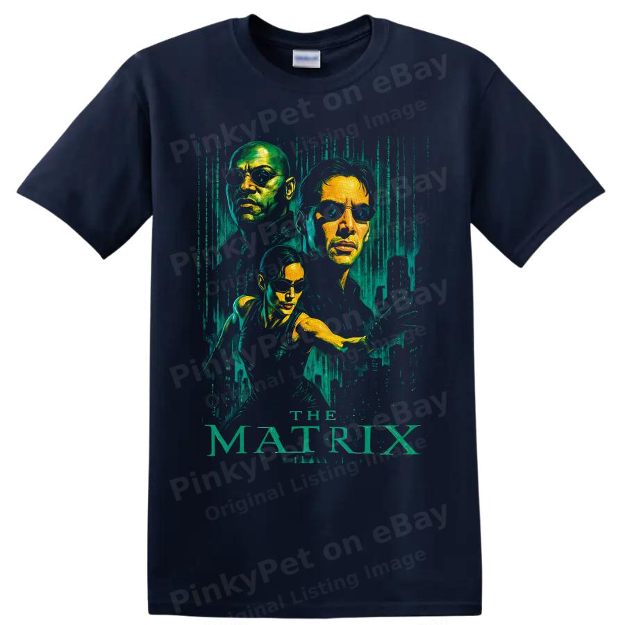 Neo Morpheus Trinity Matrix Movie T Shirt Cyberpunk Sunglasses Graphic Art Tee