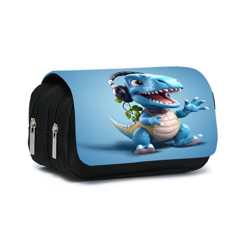 Dinosaur Print Double Layered Flip Pen Case for Boy and Girls Best Gifts 3D Cartoon School Supplies Pencil Bags for Children