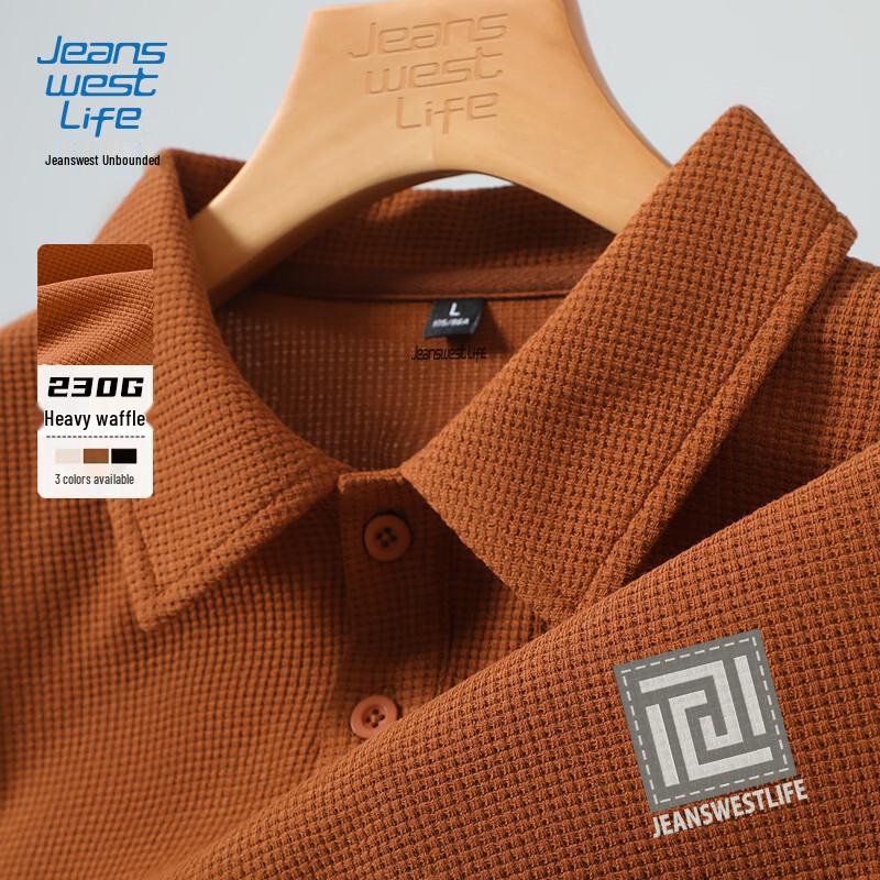 JEANSWEST LIFE Men s Waffle Knit Long Sleeve Polo Shirt 4XL