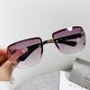 Frameless Diamond-Studded Snow Sunglasses for Women, Y2K Glasses, Trendy Cool Tech-Feel Cyberpunk Sunglasses