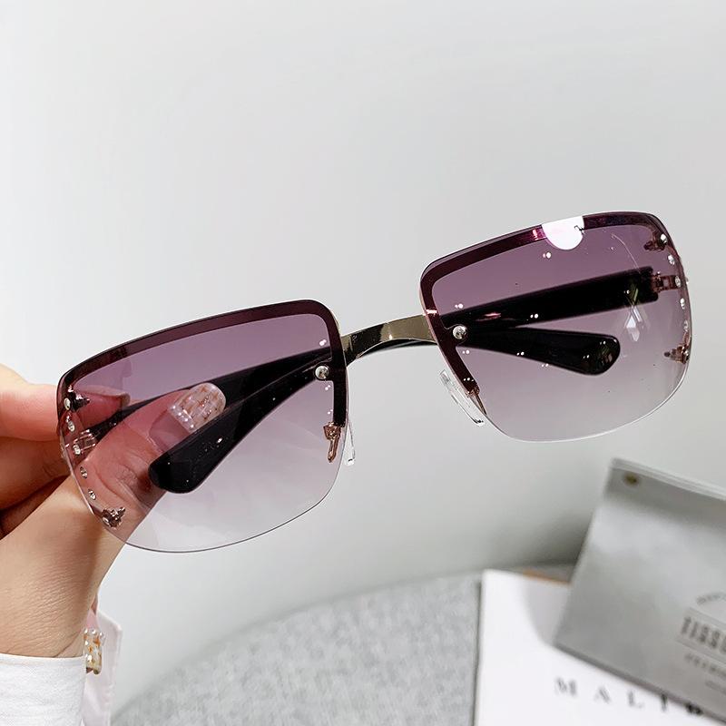 Frameless Diamond-Studded Snow Sunglasses for Women, Y2K Glasses, Trendy Cool Tech-Feel Cyberpunk Sunglasses