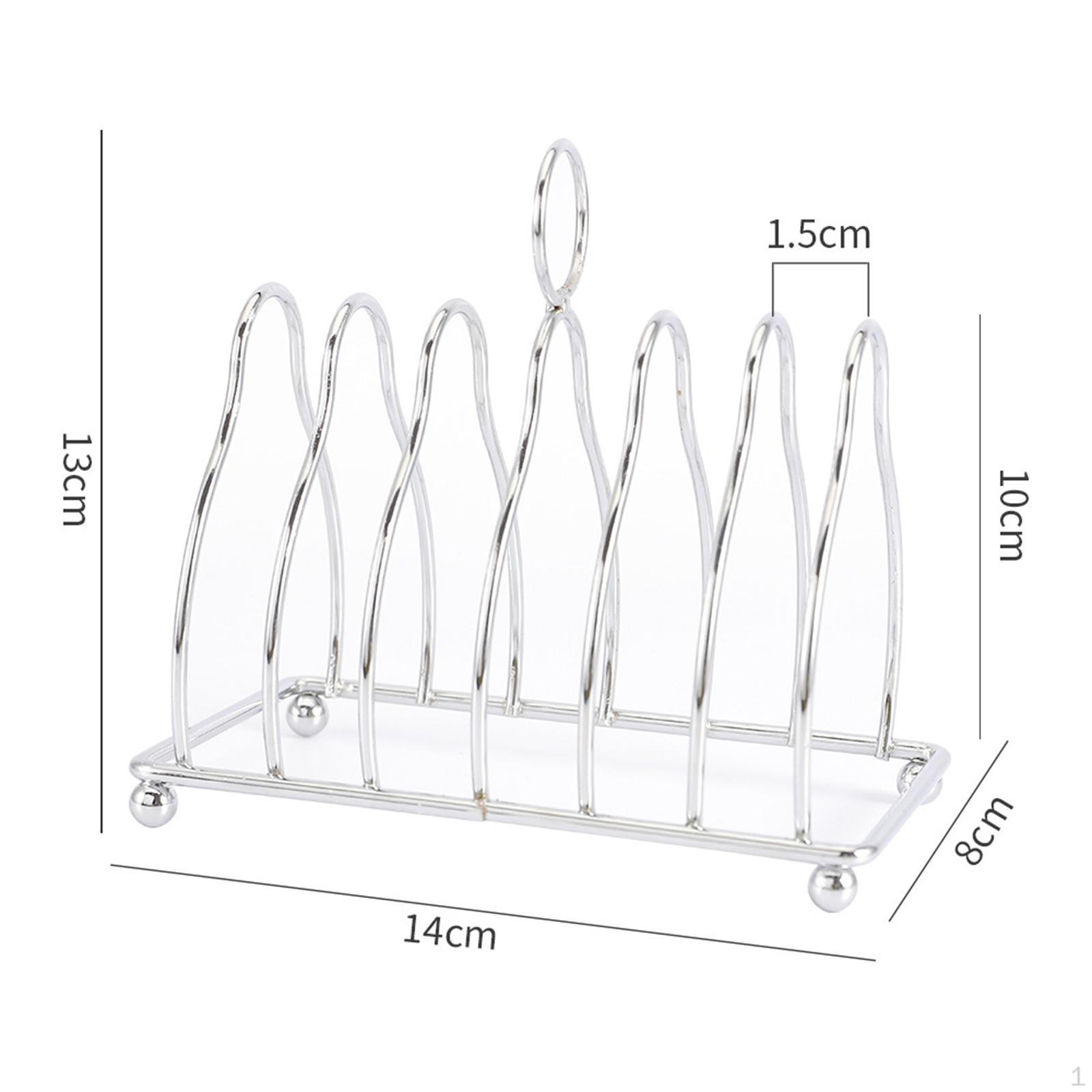 Stainless Steel Toast Rack 6 Slice Slot Countertop Compact Household Loaf Holder Bread Stand