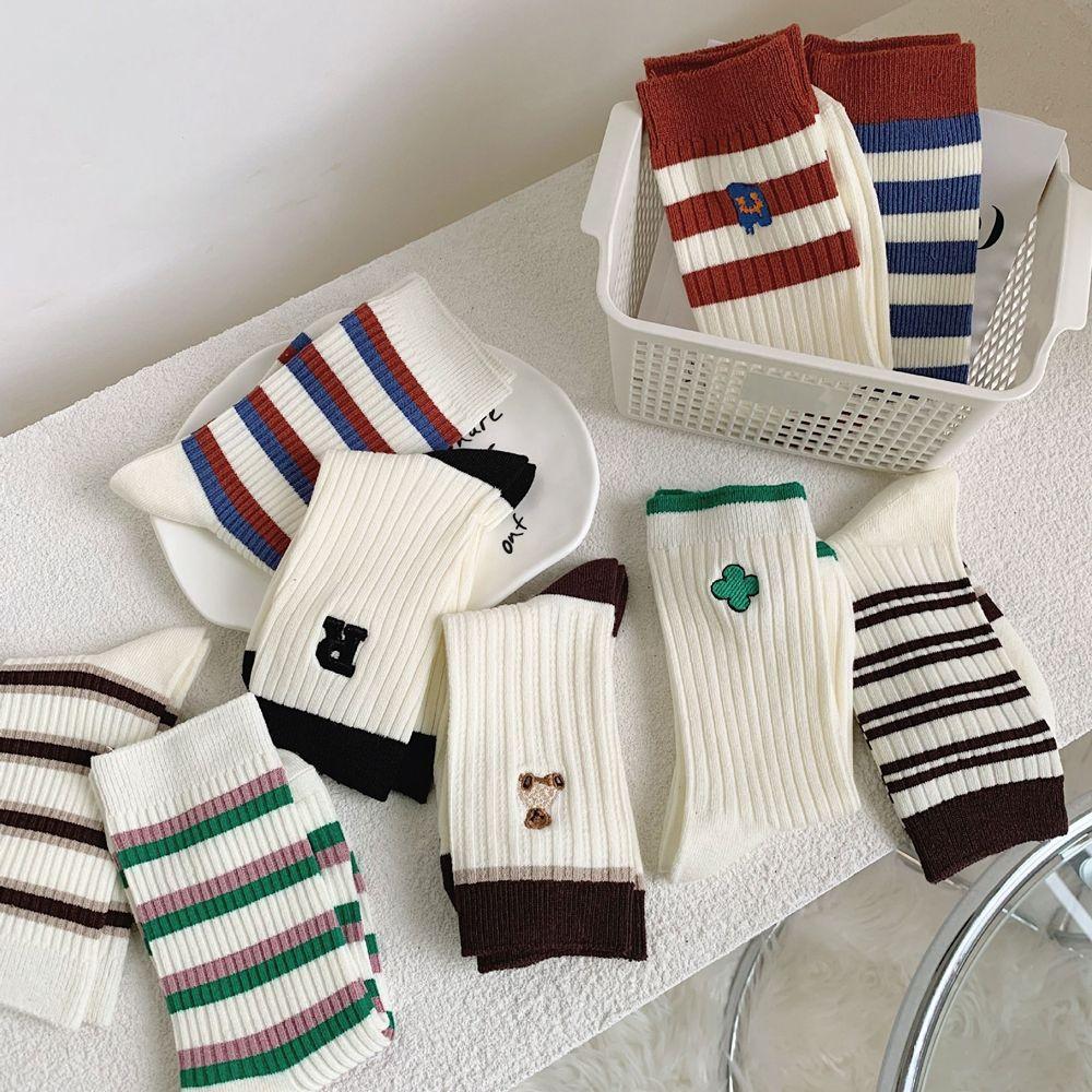 

Female Autumn and Winter Casual Socks Letter Cotton Hosiery Women Socks Tube Socks Striped Socks A