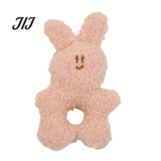 Crinkle Paper Dog Toys Stuffed Animal Chew Toy, Squeaky Plush Bear Bunny Interactive Soft Fleece Puppy Snuffle Toy with Center Hole for Small