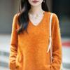 Autumn/Winter 2026 Cashmere Wool V-Neck Knitwear: Long Sleeve Solid Color Soft Sweater Top