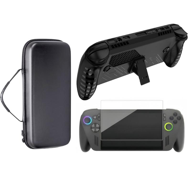Flexible Silicone Protective Cover With AntiScratch Tempered Glass Film Portable Carrying Case For Video Game Consoles