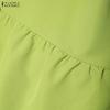 ZANZEA Women Casual V-Neck Summer Short Sleeve Solid Color Dress