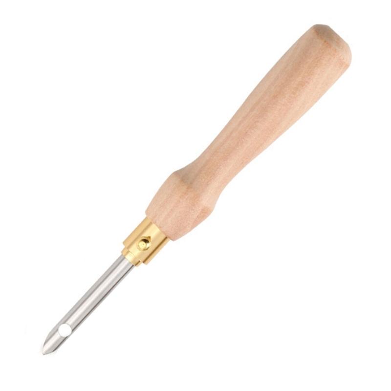 Beginner Punching Needle Tool Wood Handle Punching Needle Tool Embroidery Pen with Needle Threading Tool for Embroidery