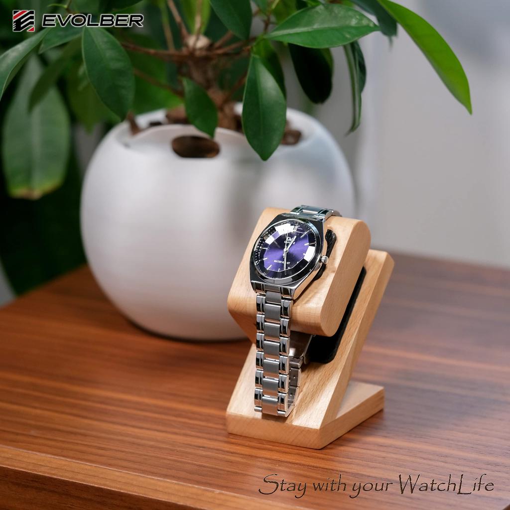 EVOLBER Klockställ för En Klocka, Tillverkat av Sällsynt Naturligt Zelkova (Keyaki)