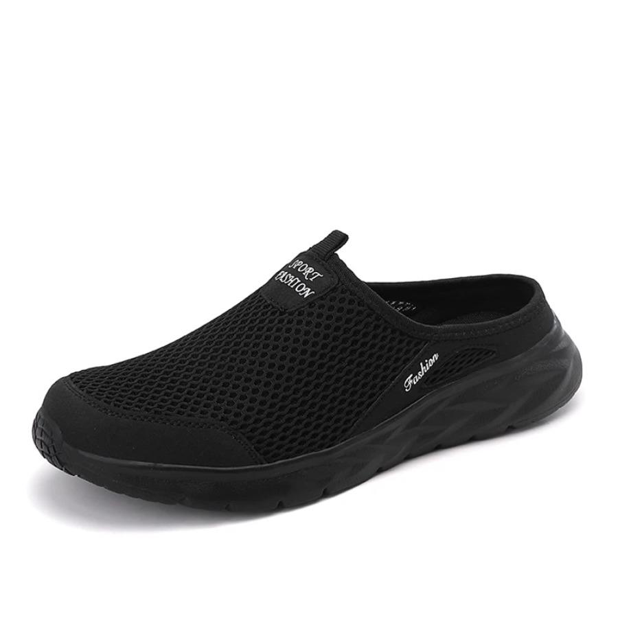 2025 Mens Half Slippers Summer Breathable Mesh Mens Shoes Outdoor Casual Walking Shoes Large Flat Light Mesh