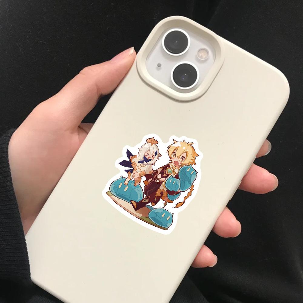 60pcs Genshin Impact Stickers Set Cute Paimon & Klee Cartoon Decals for Kids DIY Phone Diary Luggage Graffiti Anime Game Toy