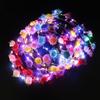LED Light-Up Princess Headband: Colorful Feather Rabbit Ears with Glittering Gold Wire Garland
