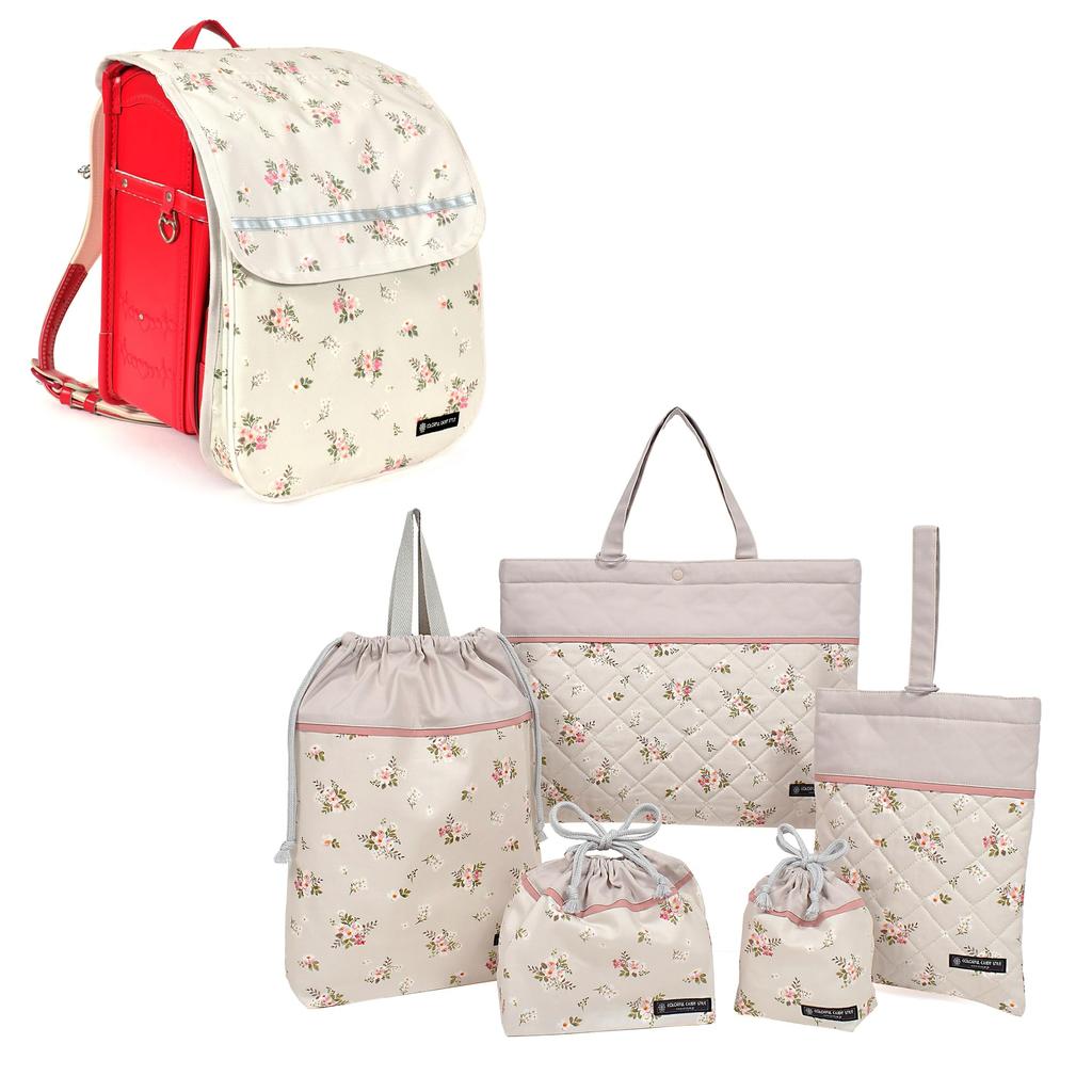 COLORFUL CANDY STYLE Entrance Lesson Shoe Drawstring Gym Clothes Lunch Cup Small Item and Backpack Cover with Petit Bouquet Cute for NU203100 6-Piece