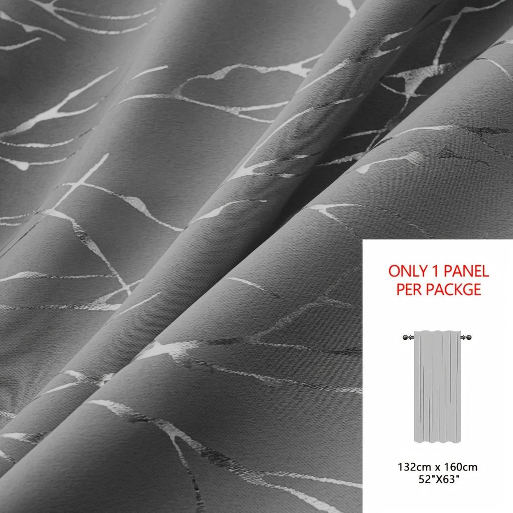 1 Stück Verdunkelungsvorhang mit bronzierendem silbernem Zweig – modern, schlicht, für Schlafzimmer, Balkon, Wohnzimmer, schwebendes Fenster, Bürodekoration, Lichtblockierung