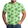 St. Patrick's Adult  Green Crew-neck Short-sleeved Printed Green Three-leaf T-shirt