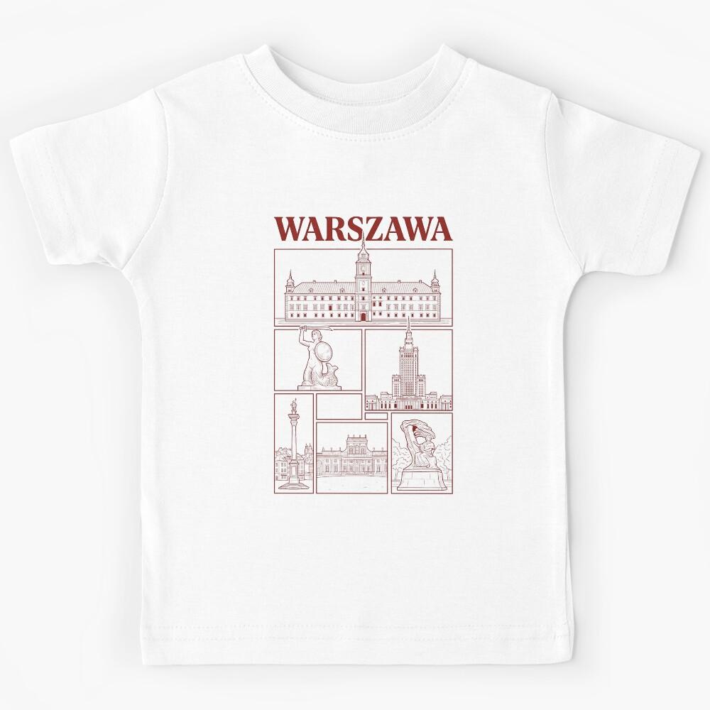 Warszawa Poland Landmarks Vintage Architecture Collage Kids T-Shirt 150