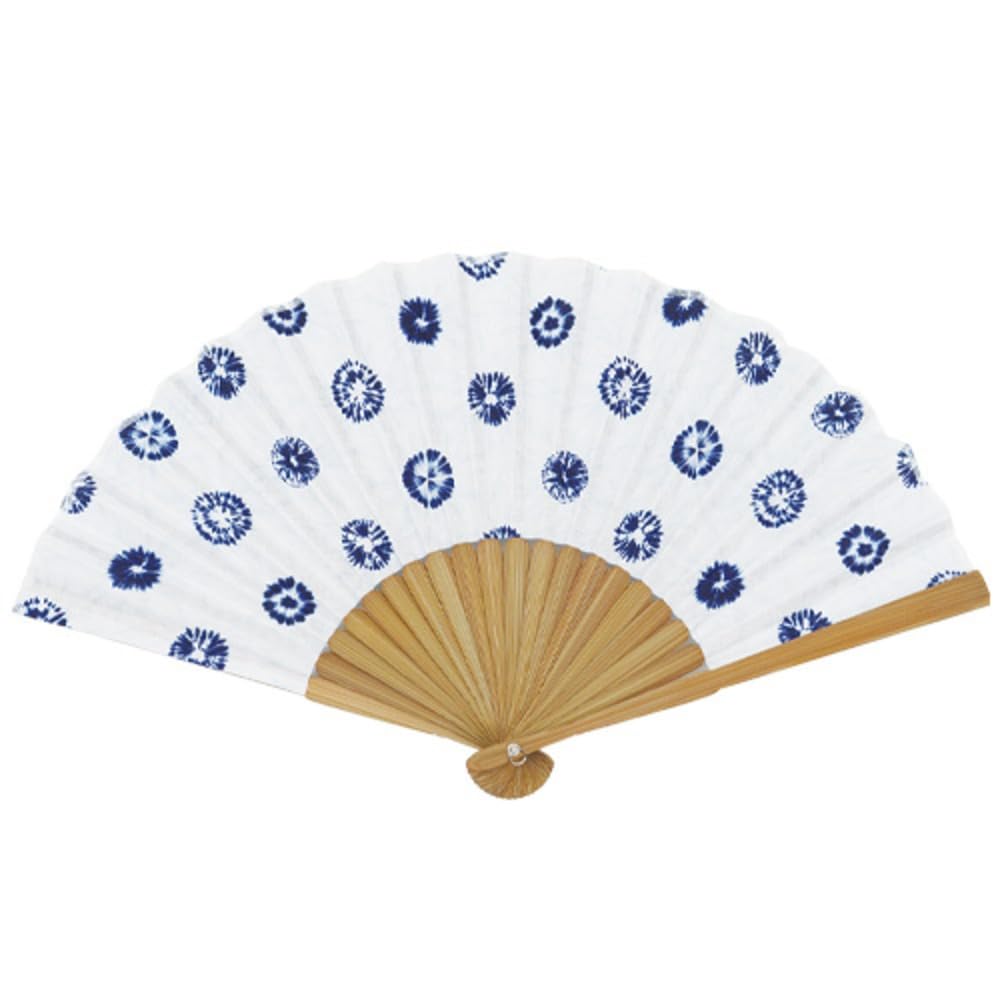 

manufactured by Ken is a fan with a 21cm in It features a round design in white and providing a cooling Ripple, Ohnishi, Japanese-style tie-dye