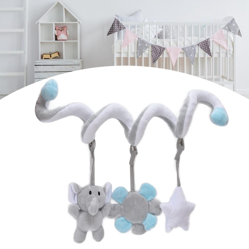 Baby Plush Animal Stroller Toys Spiral Activity Hanging Toys Ringing Crib Stroller Toys