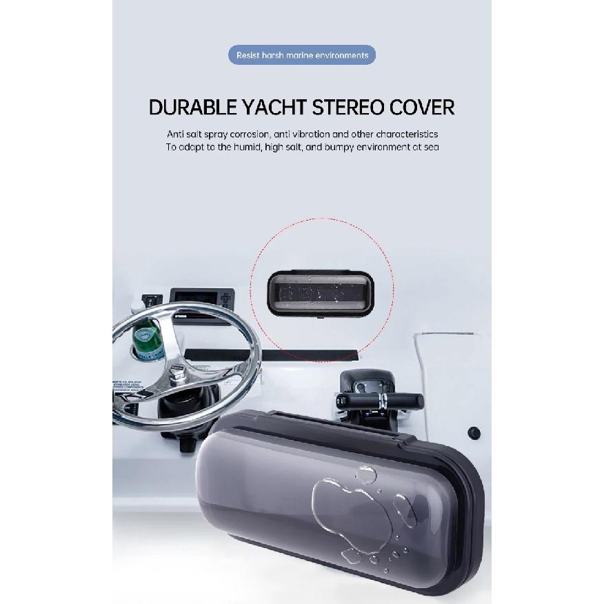 Universal Marine Waterproof Stereo Cover Boat Radio Housing Flip-Up ABS Faceplate Protector for Most Head Units