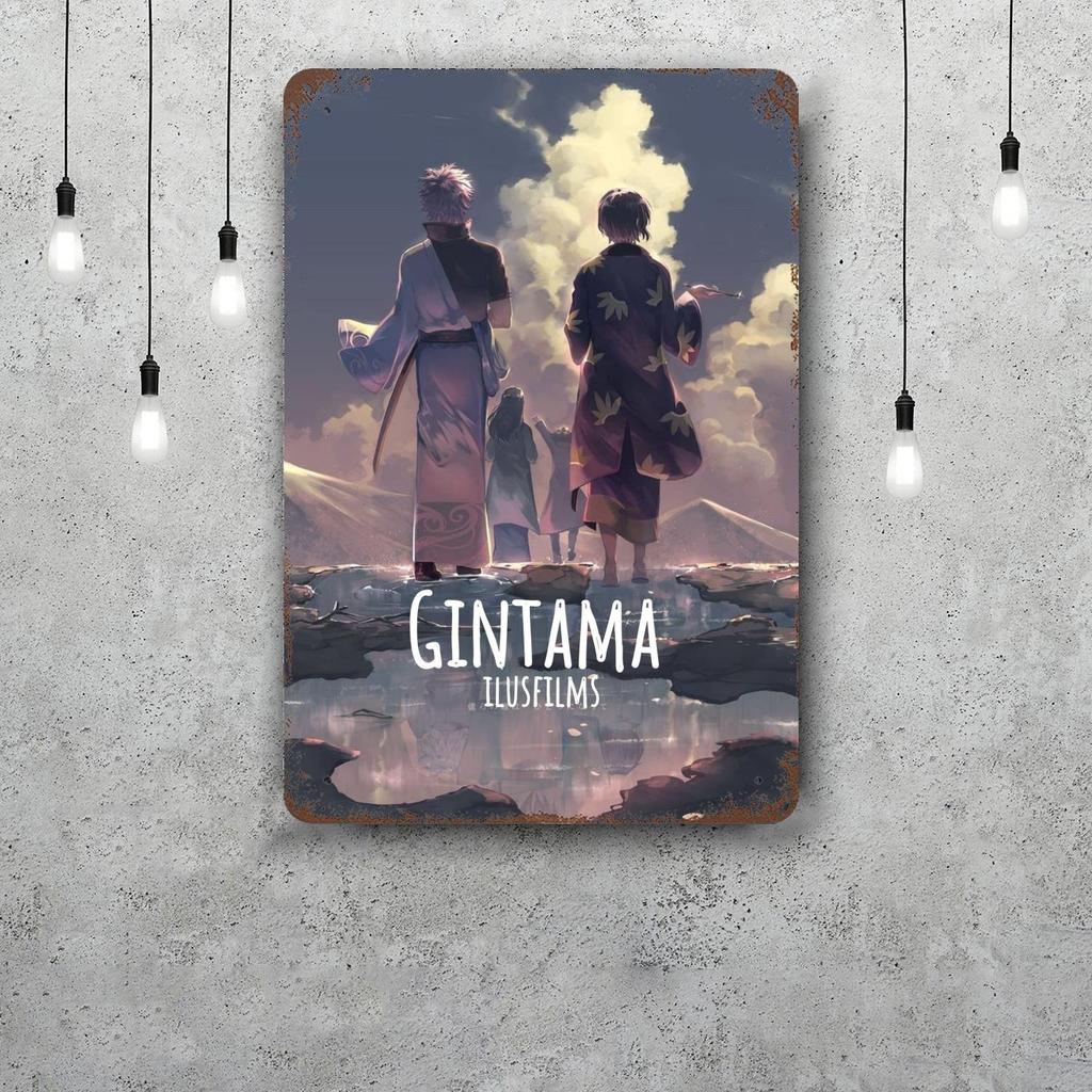 Classic Japanese Anime Art Gintama Funny Bar Metal Sign Retro Plaque Vintage Sign Alcohol Drinker Pub Club Kitchen
