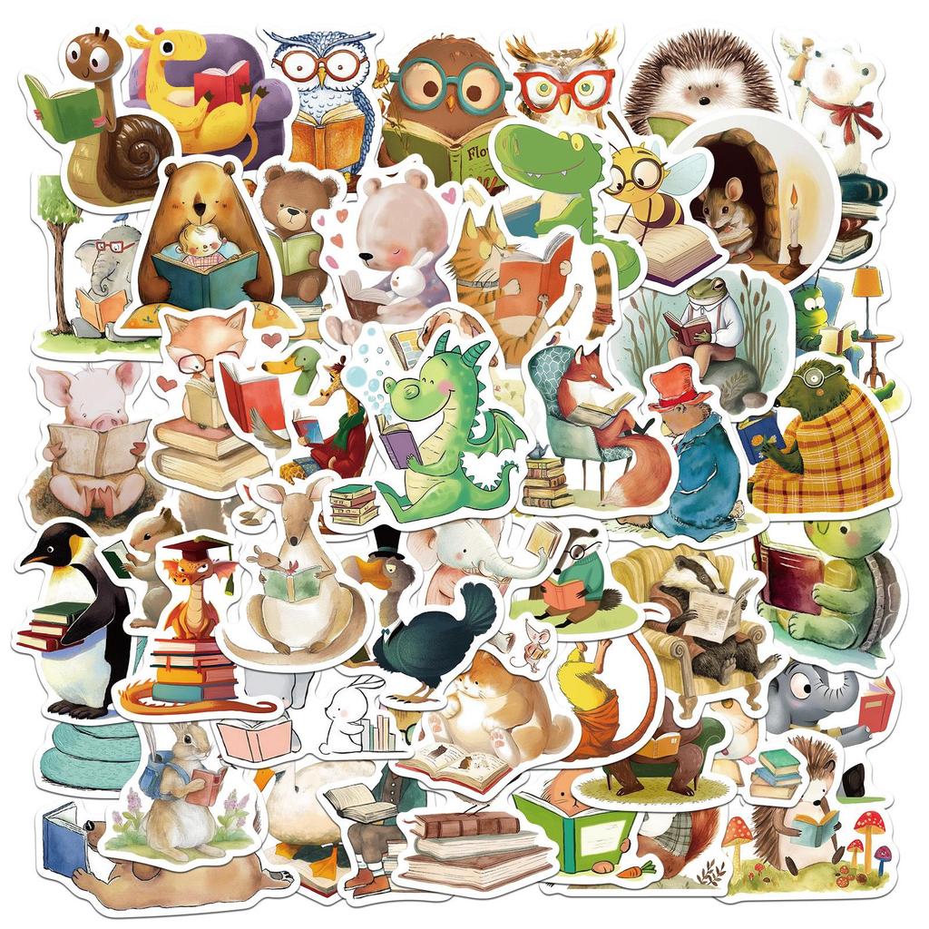 Sada samolepek divoké zvěře: Los, Alpaka, Panda & Lev