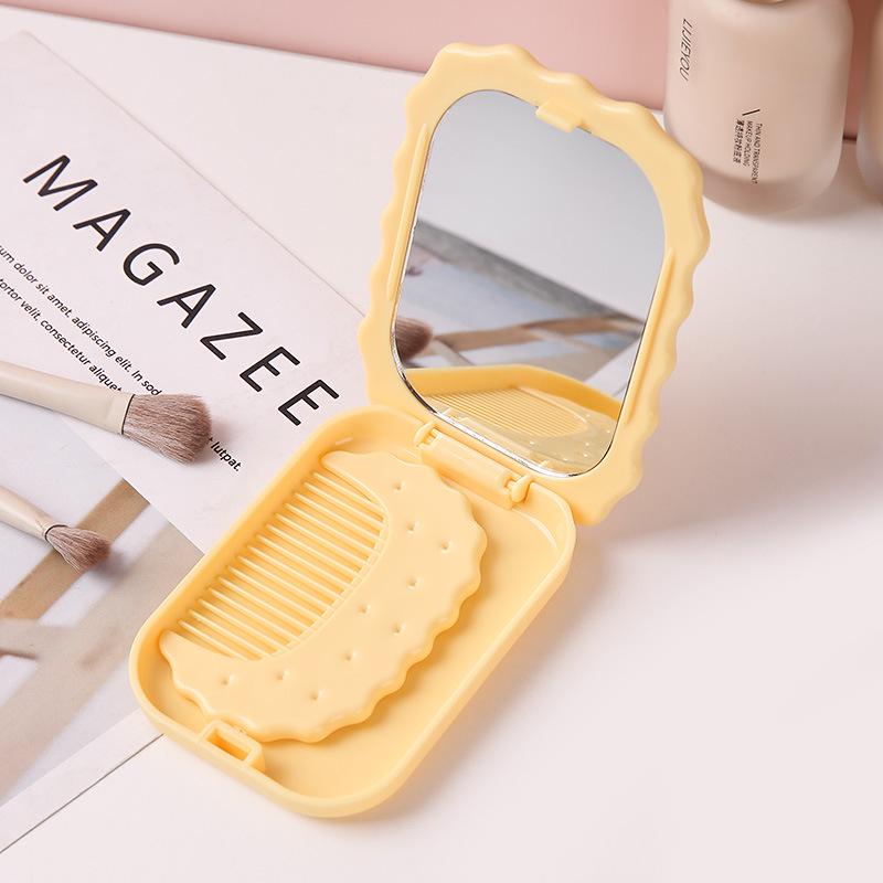 Chocolate Biscuit Folding Makeup Mirror Set - Portable Mini Round Beauty Mirror