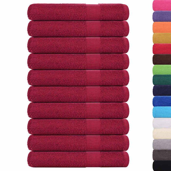 VidaXL Towels 10 Pcs Bordeaux 100x200 Cm 360 G/m² 100% Cotton, Beach Towel, Guest Towel, Large Towel 136748