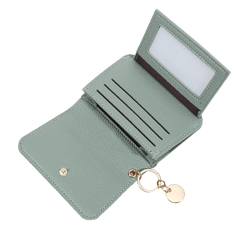 Ladies' Simple PU Leather Mini Zip Around Wallet Solid Color Slim Card Holder Coin Purse with RFID Blocking