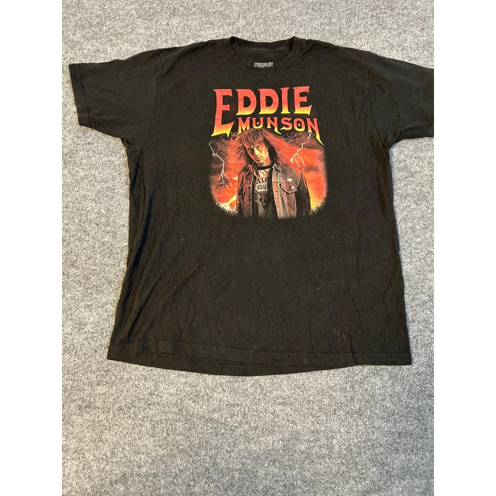 Netflix T-Shirt Mens XL Black Stranger Things Eddie Munson Graphic Short Sleeve XL