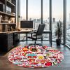 Fire Truck Printed Round Rug Carpet Chair Rug Area Rug Entryway Doormats,for Office Chair Living Room Bedroom Kitchen Room.