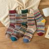 5 Párů Balení Dámské Ponožky Podzim Zima Sníh Zesílené Termální Teplé Lidově-vlastní Retro Severský Styl Vlněné Ponožky Vánoční Dárek