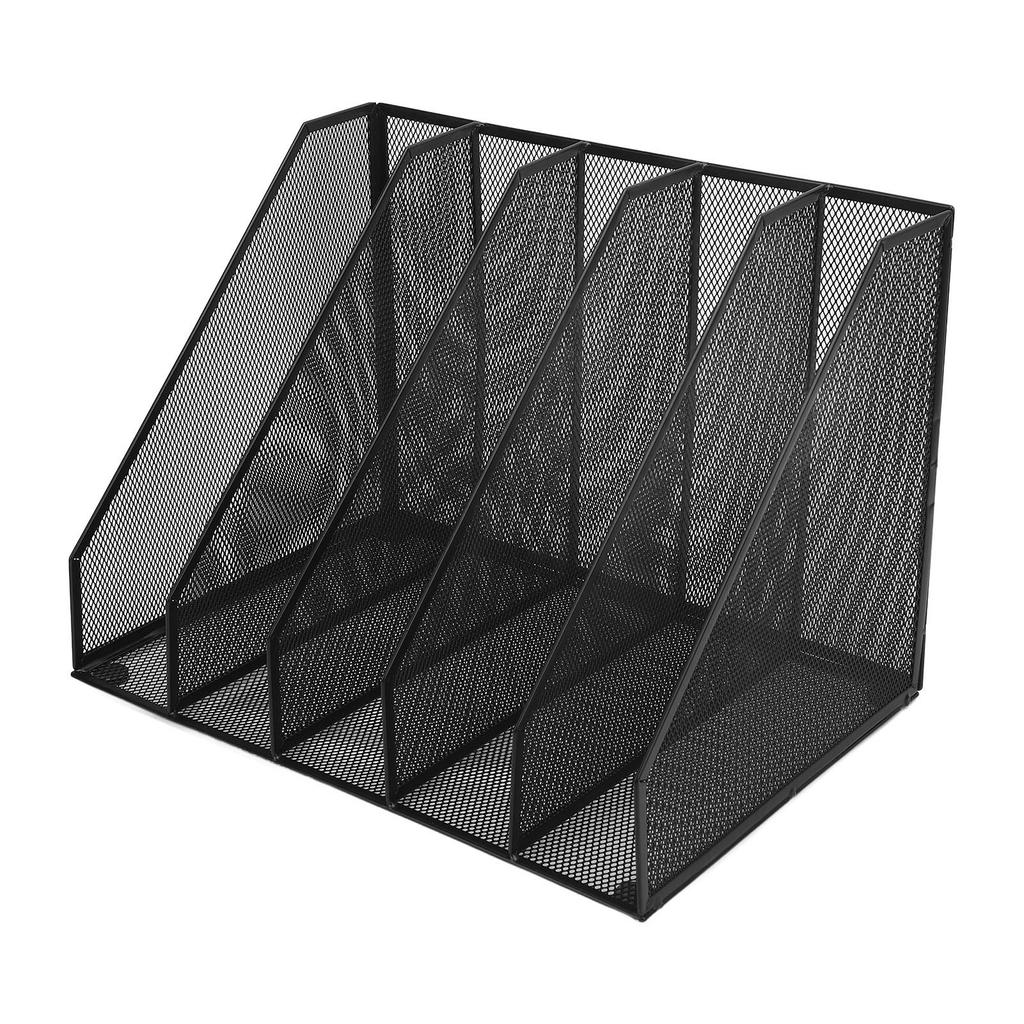 Desk File Organizer Iron Mesh 5 Section Vertical File Folder Document Holder for Office