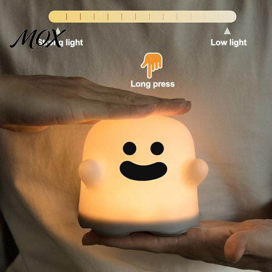 Rechargeable Bedroom Decor Ghost Night Light, Touch Control Dimmable Bedside Lamp, USB Squishy Ambient Funny Cartoon Atmosphere Lamp Light with 30-Min