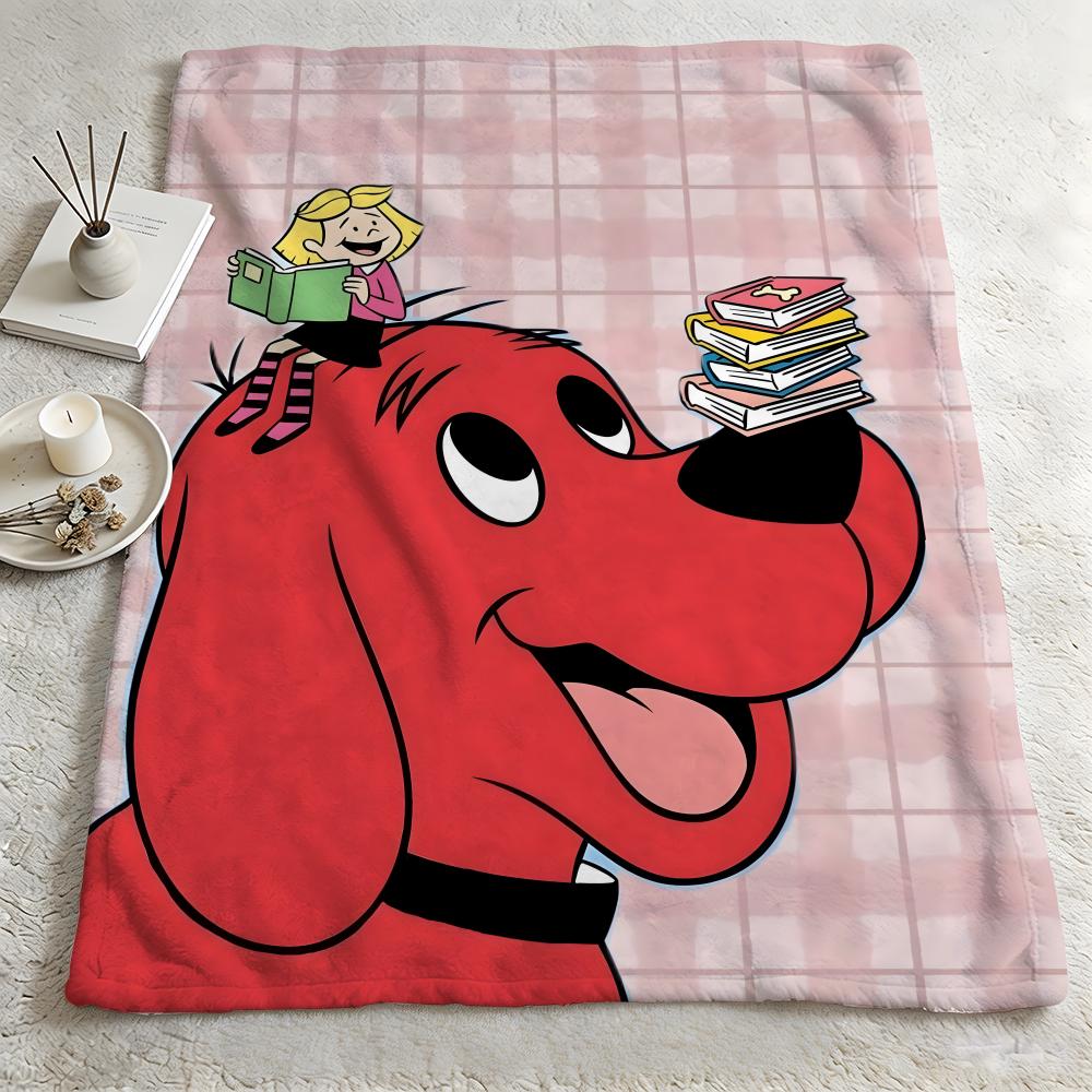 cartoon C-Clifford the Big Red Dog-g Throw Warm Soft Flannel Blanket, Multi-use for Sofa Bed Camping Travel Nap 75cmx90cm