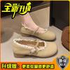 White French Small Fragrant Wind Light Mouth Thick Heel Single Shoes Women's 2025 New Spring Versatile Round Head Retro Mary Jane Shoes