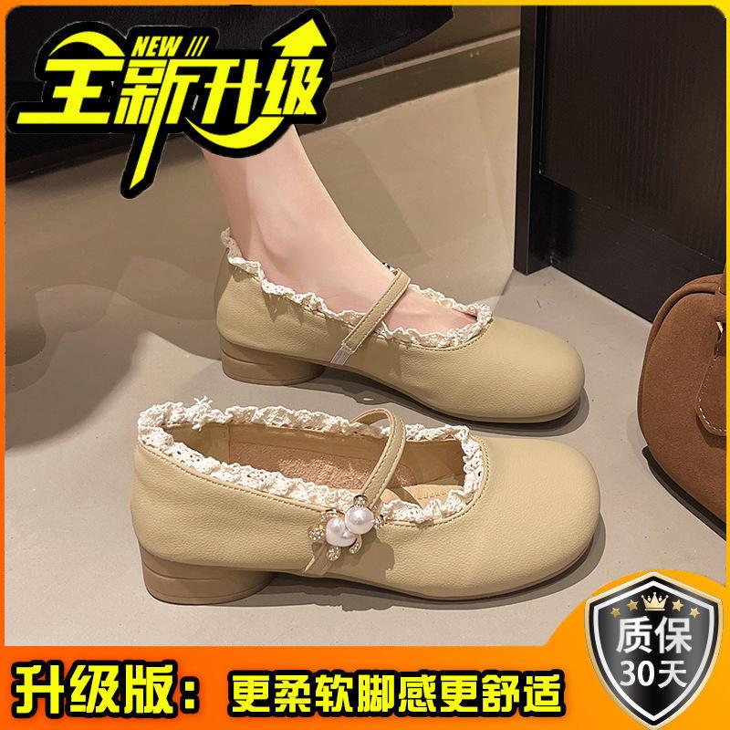 White French Small Fragrant Wind Light Mouth Thick Heel Single Shoes Women's 2025 New Spring Versatile Round Head Retro Mary Jane Shoes