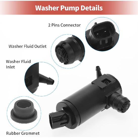 ACROPIX Windshield Washer Pump W/Grommet Windshield Washer Fluid Pump Fit for Toyota Camry Tacoma for Hyundai Elantra Sonata No.853300K011 - Pack of