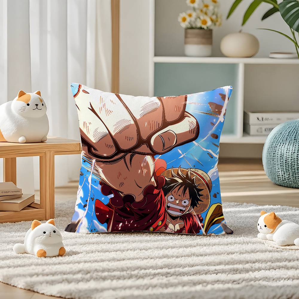 One Piece Gear Five Luffy Anime Plush Pillow Cover Soft Short Plush Cushion Cover For Sofa Bedroom Home Decor Gift Decoration