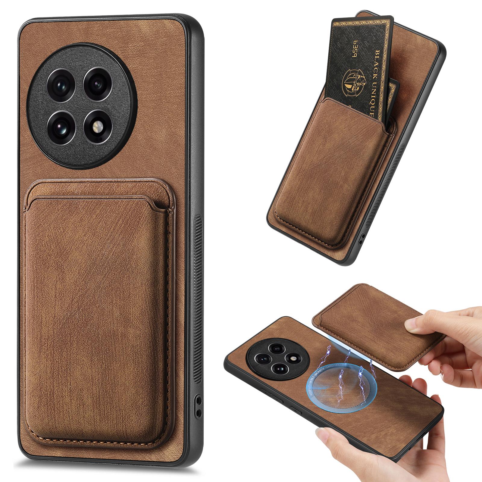 

For OnePlus Ace 5 5G/Ace 5 Pro 5G/13R 5G Case Compatible with MagSafe Leather Back Cover with Detachable Card Holder Brown