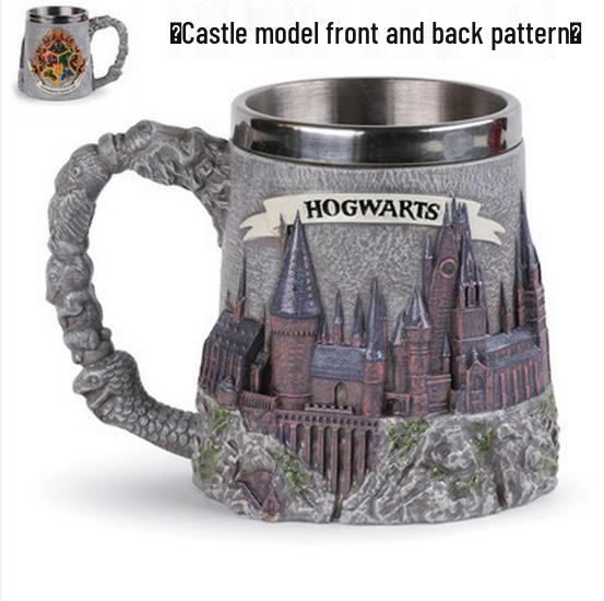 Harry Potter Large Capacity Retro Engraved Stainless Steel Beer Mug