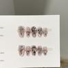 Women Short Press‑On Nails Pure‑Handmade Autumn Winter Purple Cat Eye Full Rhinestone Sparkling Light‑Luxury False Nail Patches
