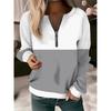 Womens V-Neck Half-Zip Long Sleeve Oversized Hoodie With Geometric Print Casual Comfort Fit 2025