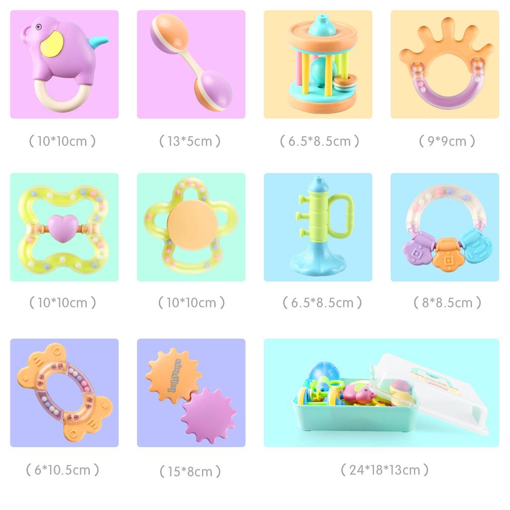 Bemixc Teething Toys for Baby Baby Rattles for Baby Gift Newborns, 10-Piece Sound-Making Toy, 0-Year-Olds,