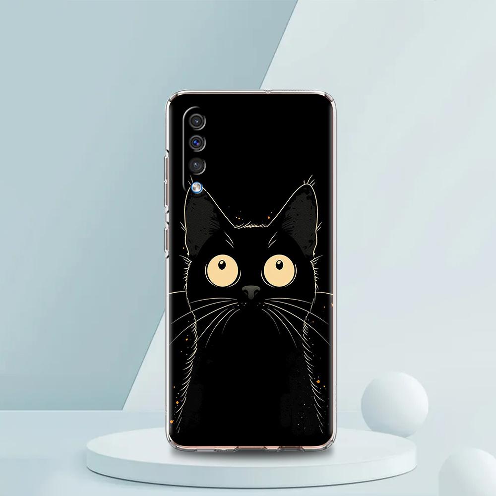 Artistic Black Cat Starry Night Case For Samsung A16 A14 A12 A22 A32 5G A34 A42 A52 A54 A50 A70 A30 A40 A20E A10S A02S A04S A06