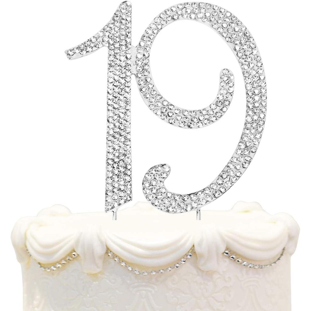 60 Sparkly Rhinestone Decoration Cake Topper - Premium Silver Metal - 60th Birthday or Anniversary Party Makes a Great Centerpie