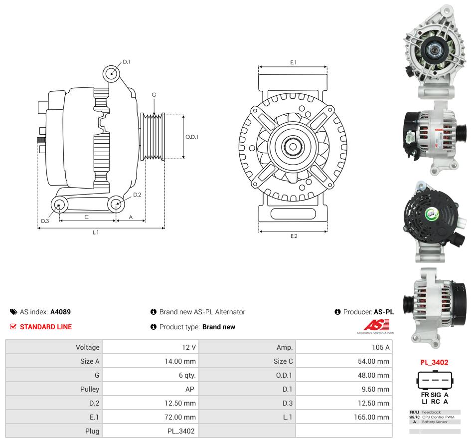 Alternator Focus C-Max 1.4 1.6