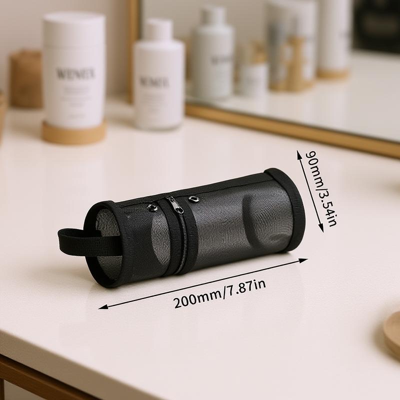 Portable Brush Case Simple Large Capacity Brush Bucket Holder Mesh Dual-use Makeup Brush Storage Bag Travel Stand-up Pouch
