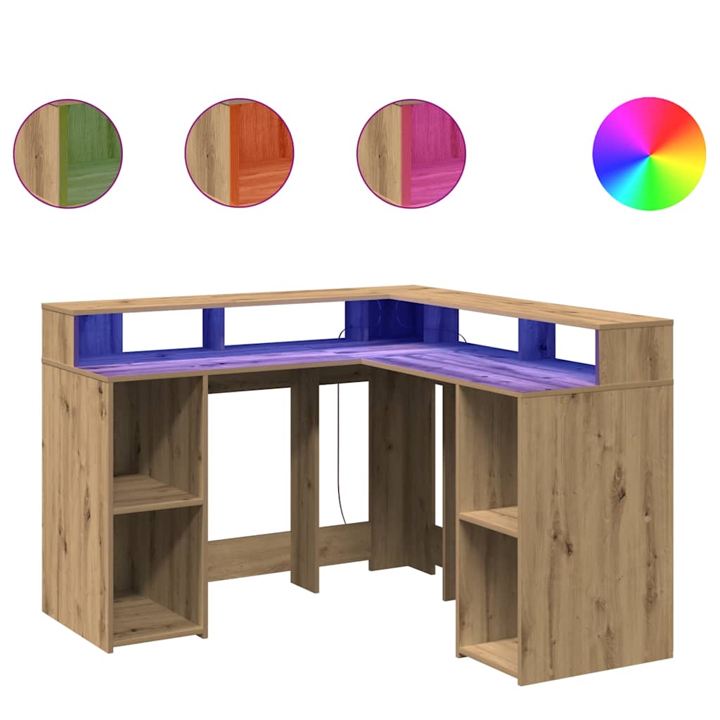LED Desk Artisan Oak 130x130x91 Particleboard